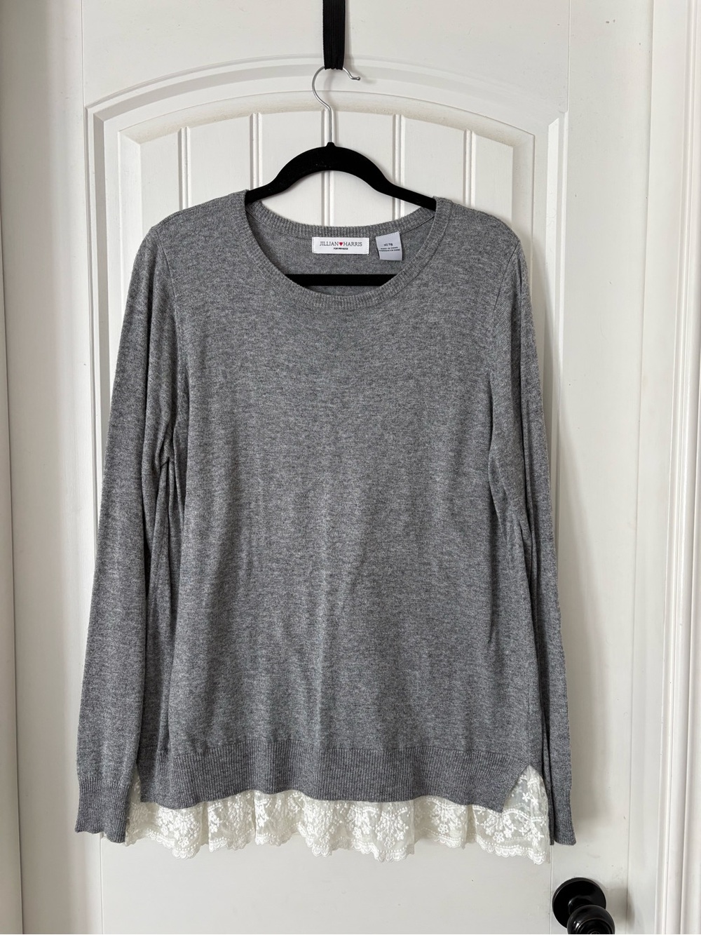 Caslon® Gray Knit Tunic with Lace Hem